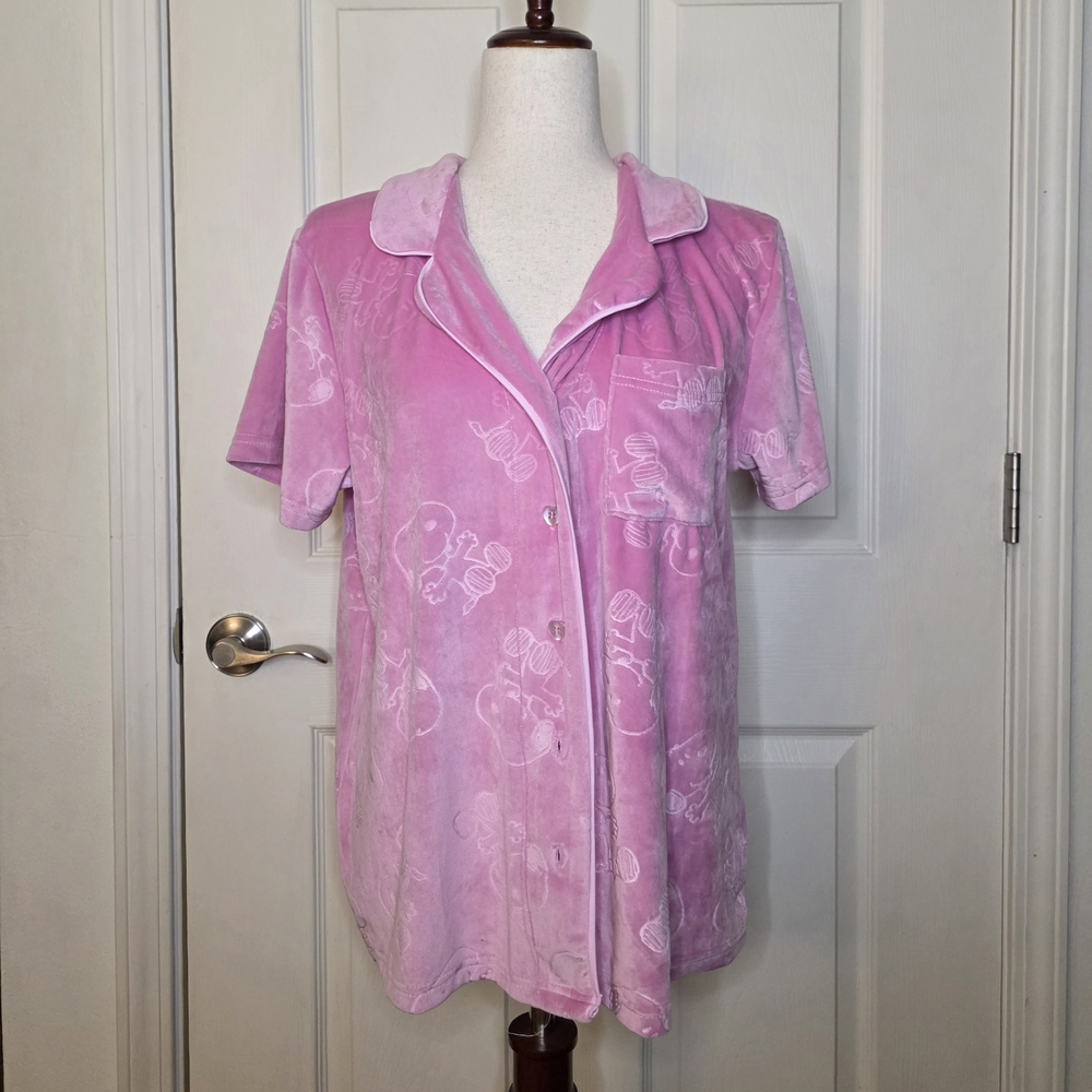 Munki Munki x Peanuts NWT Pink Velour Pajama Top
